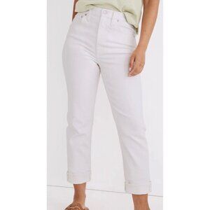 Madewell The High Rise Slim Crop Boyjean Denim Off White Sz W 36 NEW